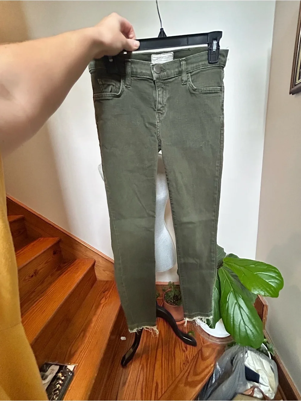 Current/Elliott Olive-Green Skinny Jeans